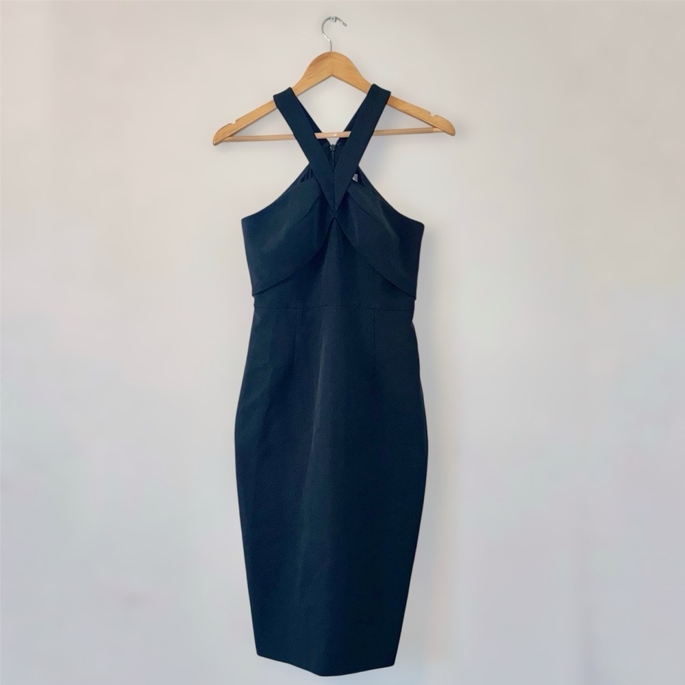 Vince Camuto Black Dress, Halter Sheath Short Casual Dress, Size 2